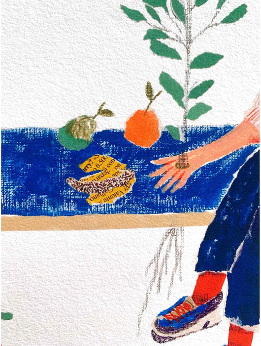 David Hockney and Fruit on the Bench Giclee Print